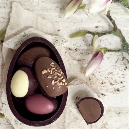 Chokladskal med 5 Stora Danska Handgjorda Påskägg - 205 gram