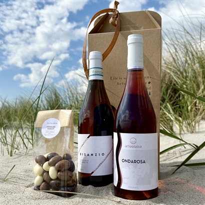 Sommergave med 2 flasker Rosè og Italienske Chokolademandler