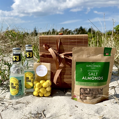 Sommergave Alkoholfri Gin&Tonic og snacks i Bambusæske