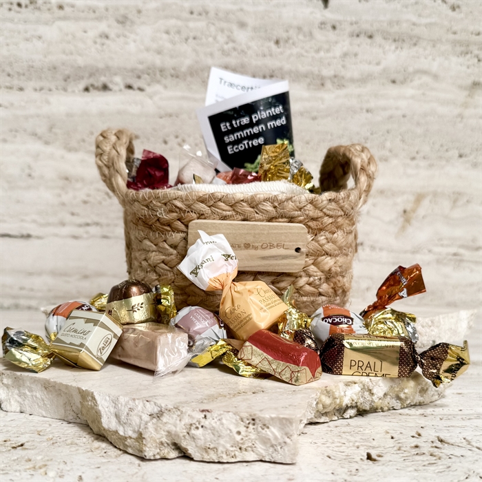 Plant et træ - Jutekurv med Luksus Chokoladeblanding 400 gram
