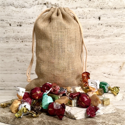 Jutesäck med 1000 gram lyxchokladblandning