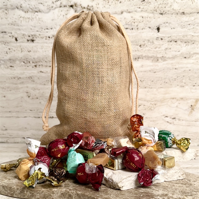 Jutesäck med 1000 gram lyxchokladblandning