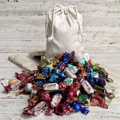 Bomuldspose organic med 1000 gram luksus chokoladeblanding   