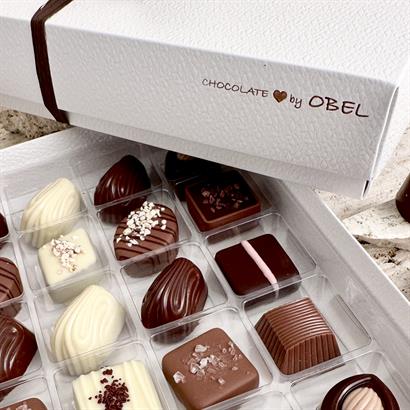 50 stk. Belgisk Gourmet Dessertchokolade i Læderlook Æske - ca. 660 gram