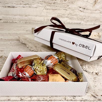 Luksus chokoladeblanding - 100 gram i præget hvid æske